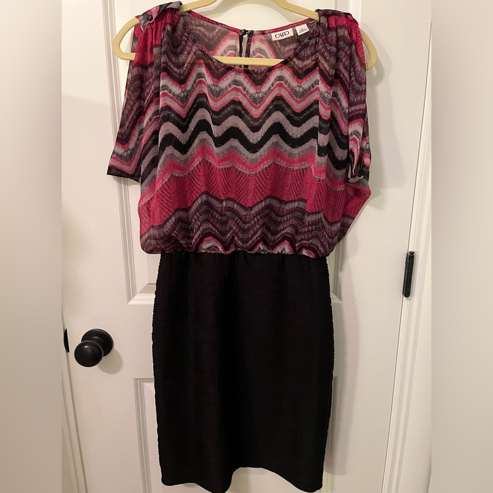 Cato brand short dress in black, gray and pink
